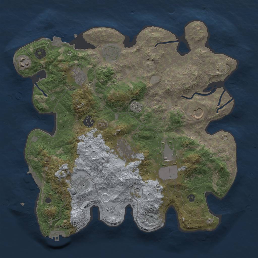 Rust Map: Procedural Map, Size: 3500, Seed: 1596865, 17 Monuments