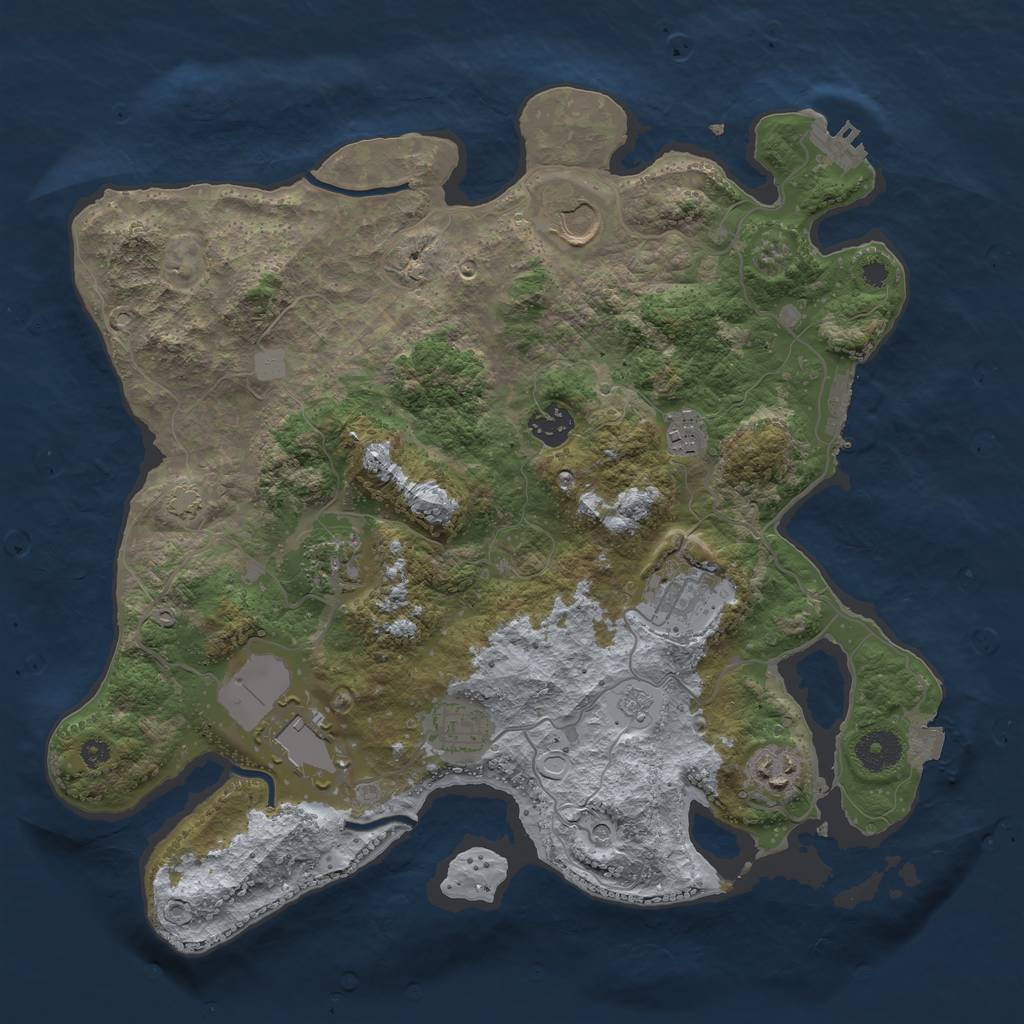 Rust Map: Procedural Map, Size: 3600, Seed: 21805, 16 Monuments