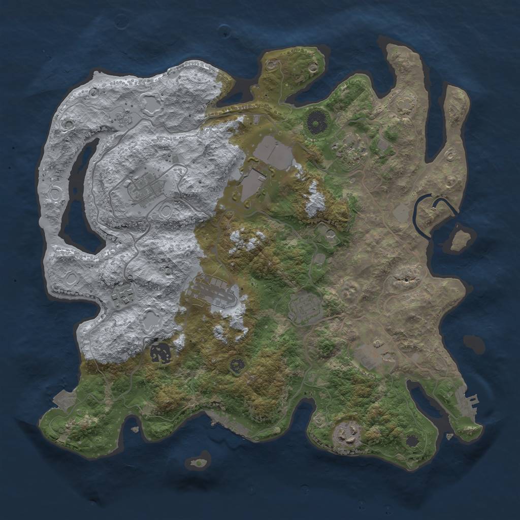 Rust Map: Procedural Map, Size: 3600, Seed: 11805, 17 Monuments