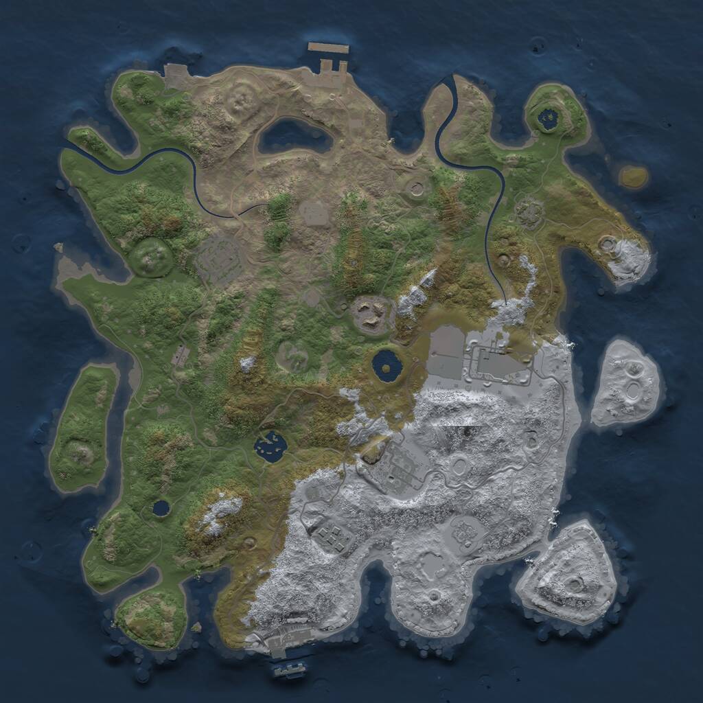 Rust Map: Procedural Map, Size: 3500, Seed: 1627741820, 12 Monuments