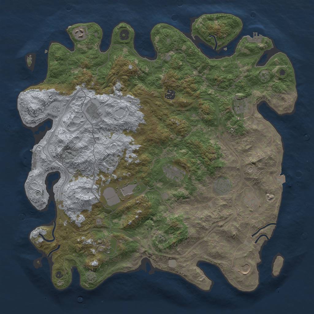 Rust Map: Procedural Map, Size: 4500, Seed: 1762883512, 19 Monuments