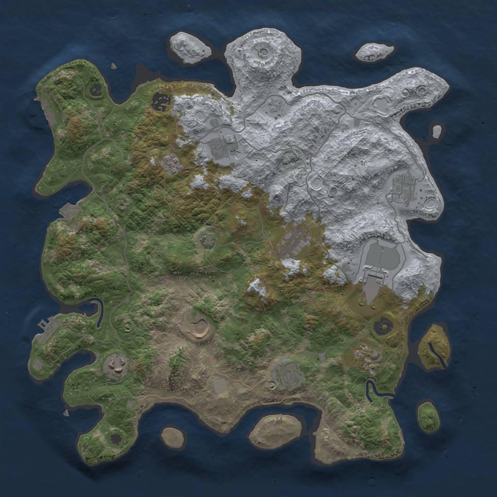 Rust Map: Procedural Map, Size: 4000, Seed: 1794933733, 18 Monuments