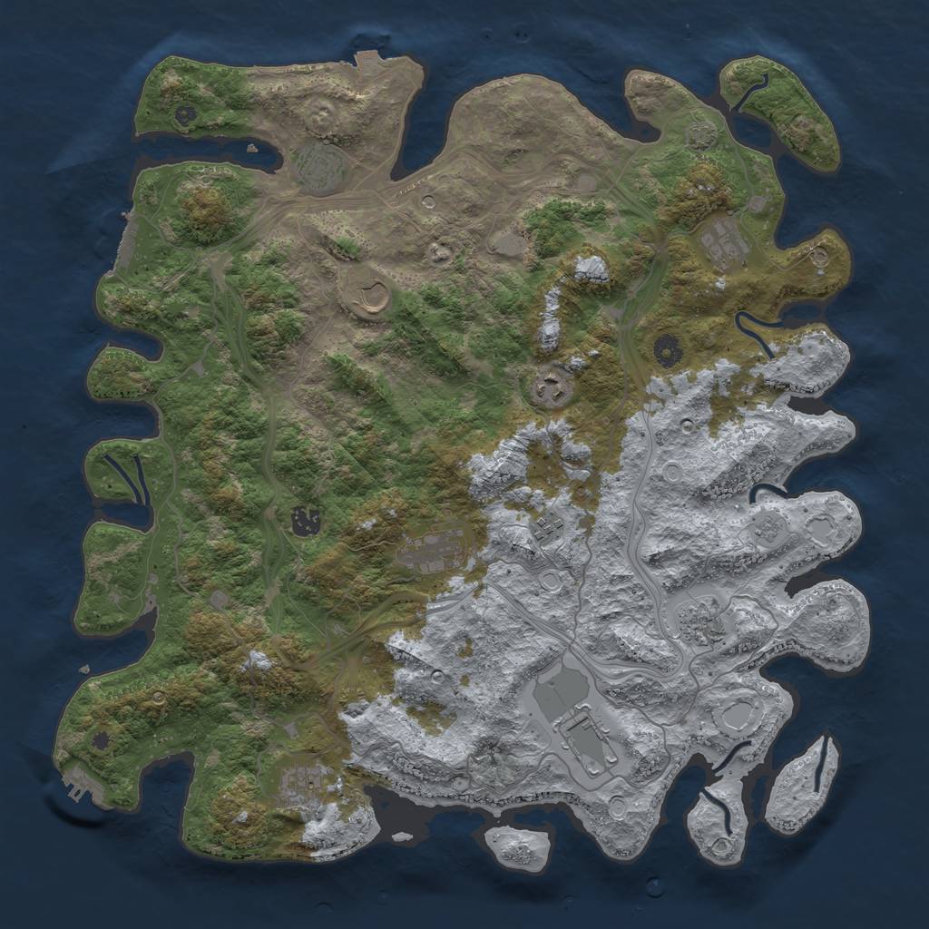 Rust Map: Procedural Map, Size: 4500, Seed: 698891186, 18 Monuments