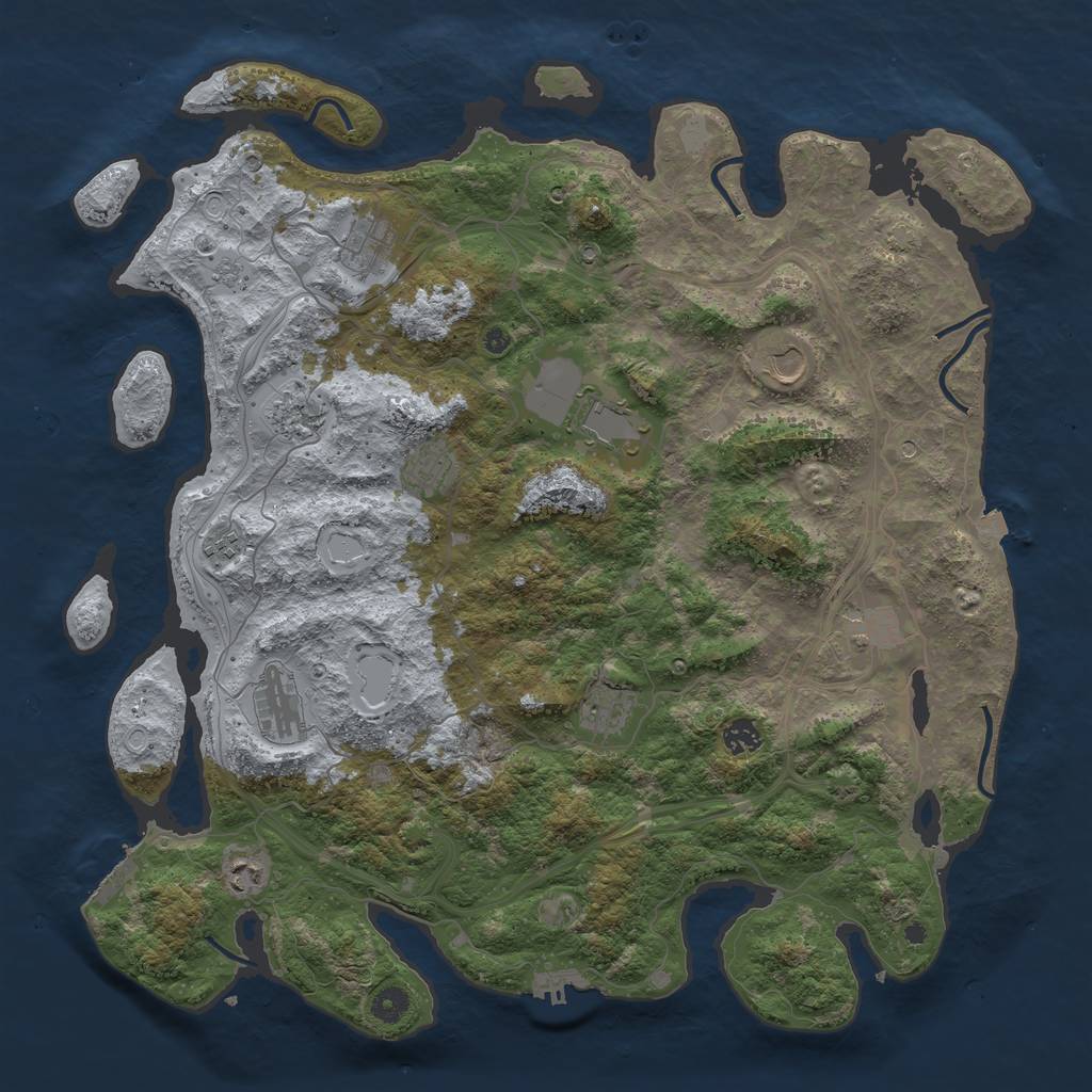 Rust Map: Procedural Map, Size: 4500, Seed: 769248418, 19 Monuments