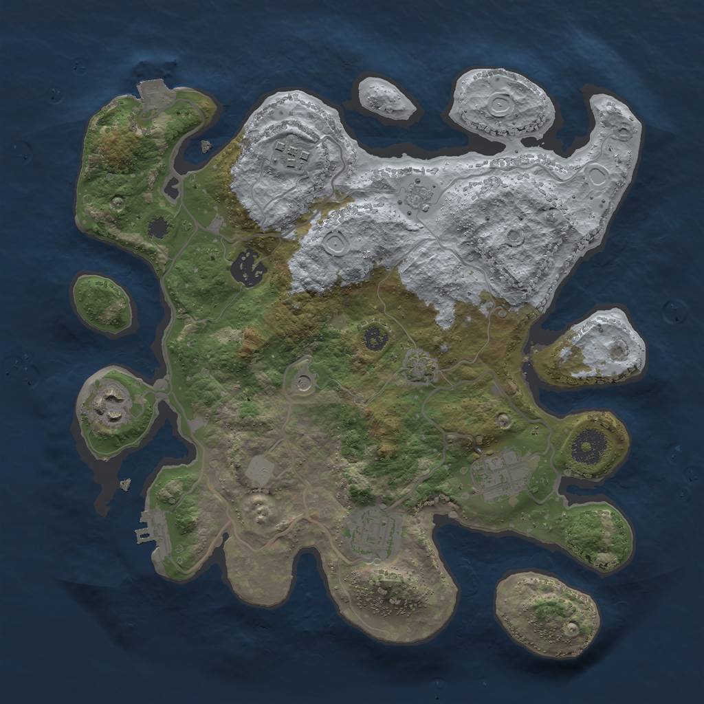 Rust Map: Procedural Map, Size: 3000, Seed: 793613345, 12 Monuments