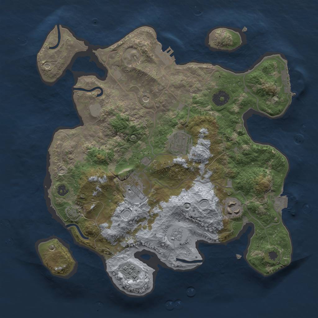 Rust Map: Procedural Map, Size: 3000, Seed: 30761, 12 Monuments