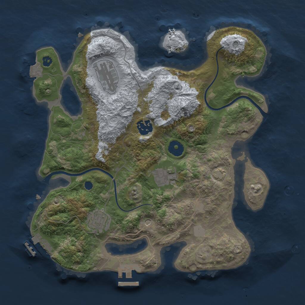 Rust Map: Procedural Map, Size: 3000, Seed: 44737, 9 Monuments
