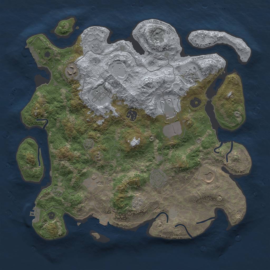 Rust Map: Procedural Map, Size: 3800, Seed: 51572253, 17 Monuments