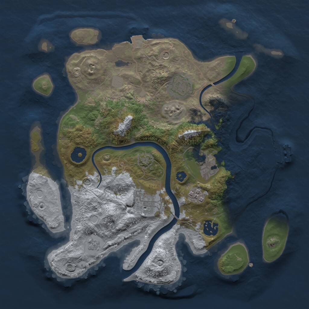 Rust Map: Procedural Map, Size: 3000, Seed: 313541379, 10 Monuments