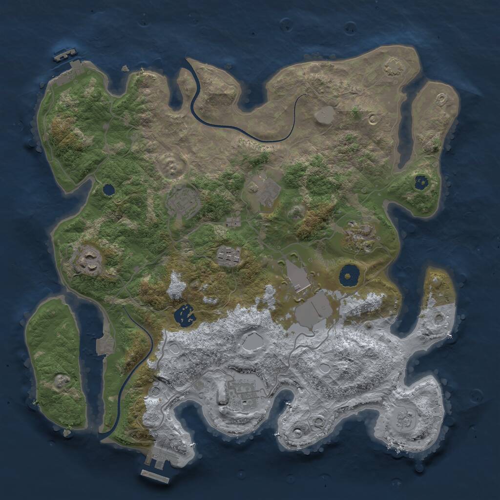 Rust Map: Procedural Map, Size: 3500, Seed: 684317539, 14 Monuments