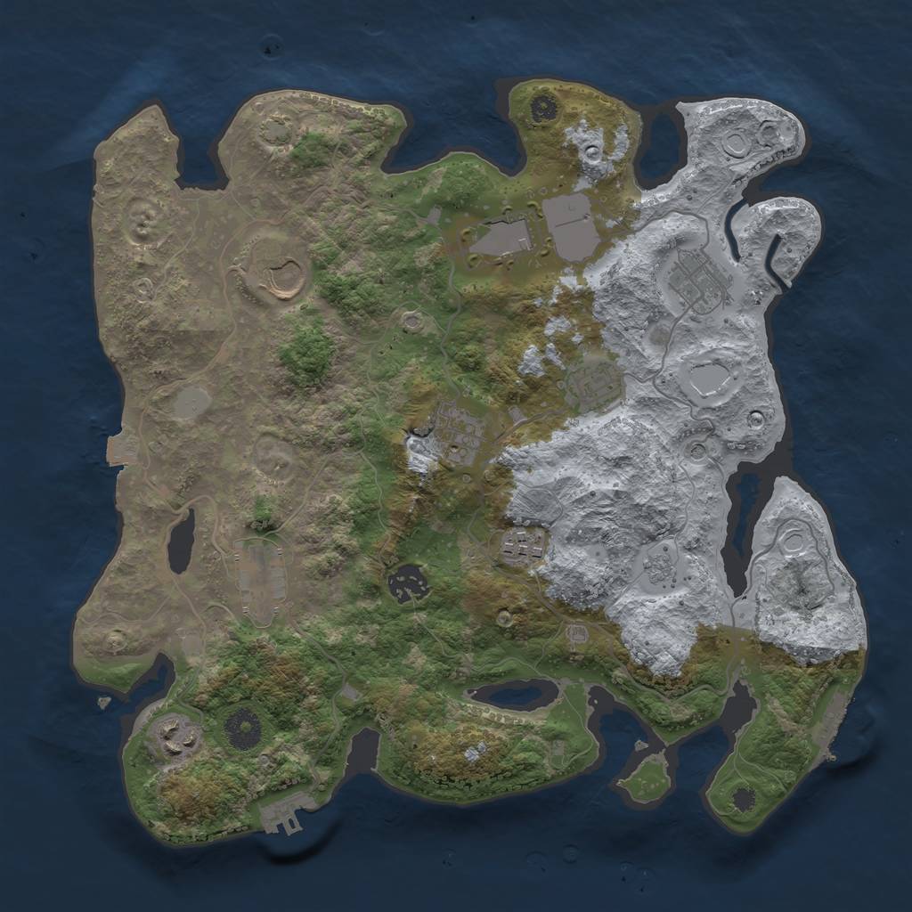 Rust Map: Procedural Map, Size: 3500, Seed: 2114619, 17 Monuments