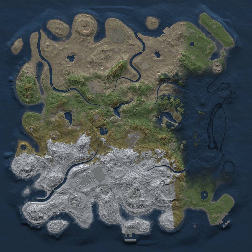 Rust Map: Procedural Map, Size: 4500, Seed: 2061090759, 16 Monuments