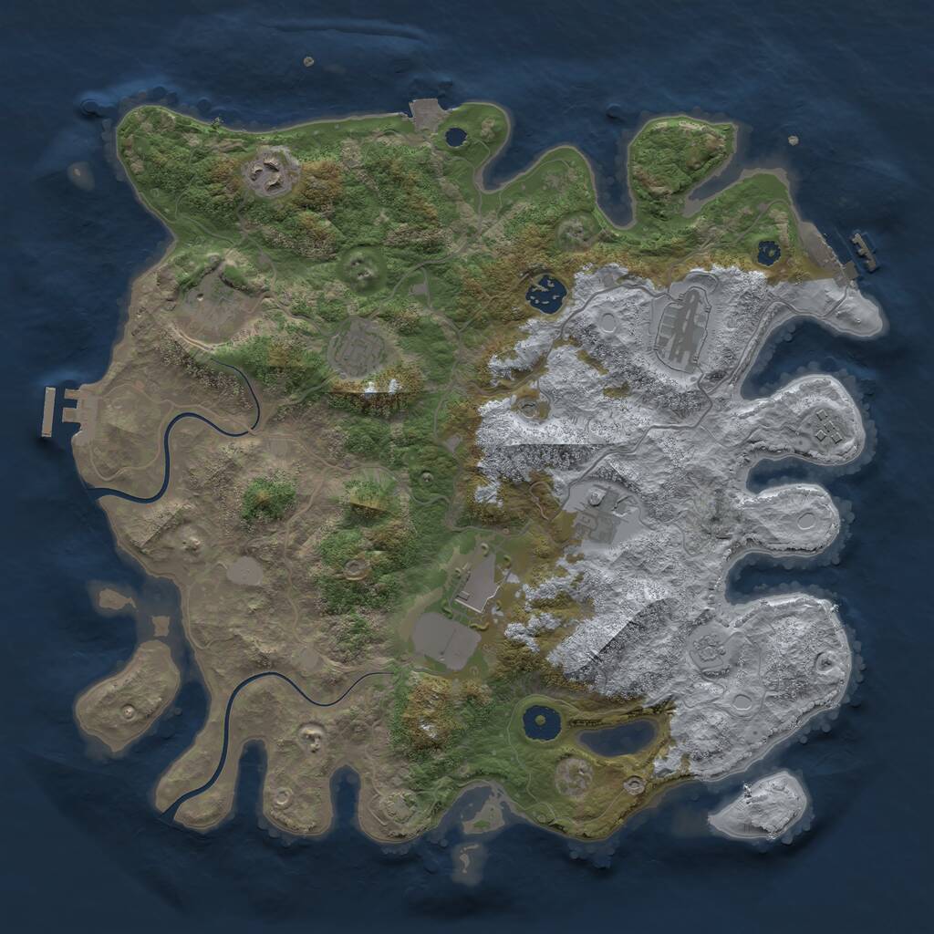 Rust Map: Procedural Map, Size: 3800, Seed: 405242, 14 Monuments