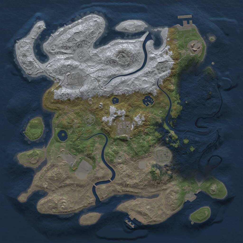 Rust Map: Procedural Map, Size: 3500, Seed: 1480448566, 13 Monuments