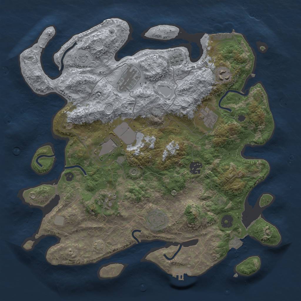 Rust Map: Procedural Map, Size: 3500, Seed: 1480448566, 16 Monuments