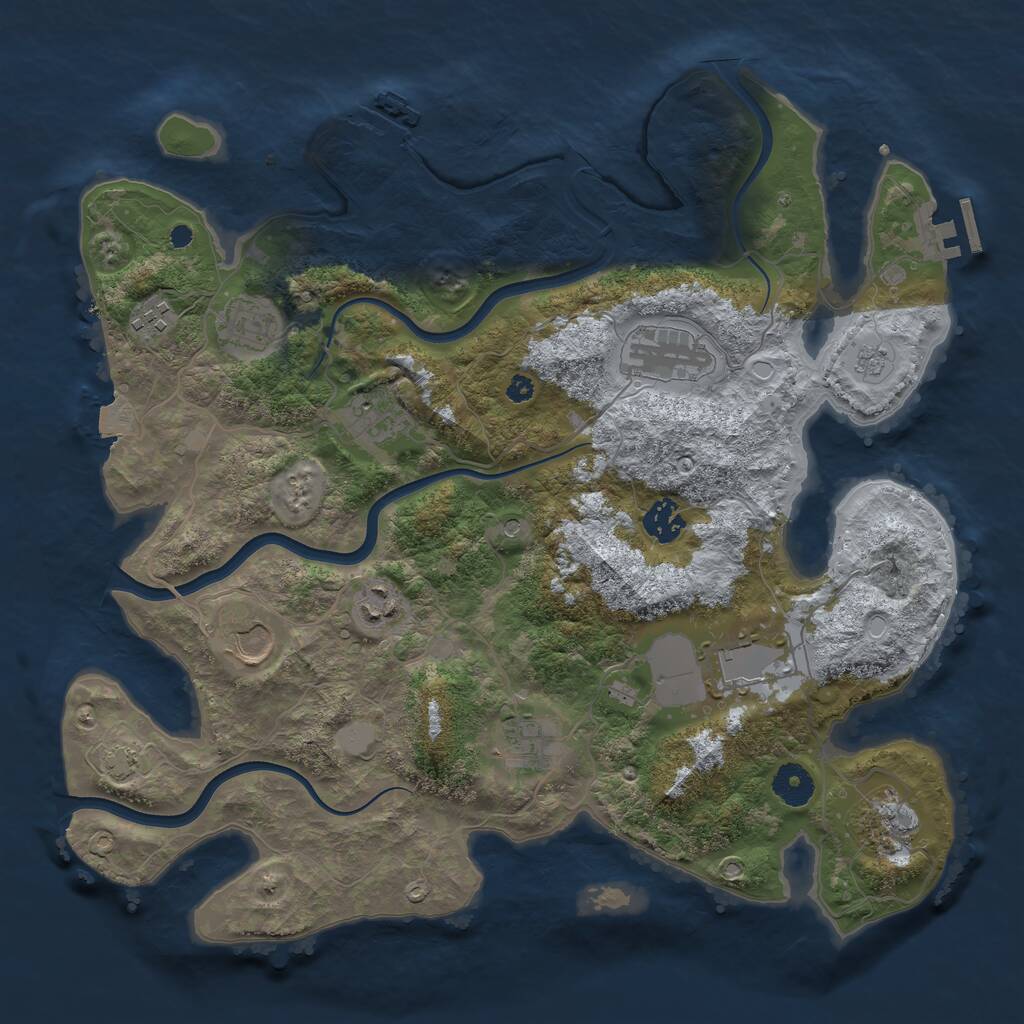 Rust Map: Procedural Map, Size: 3750, Seed: 998762110, 16 Monuments
