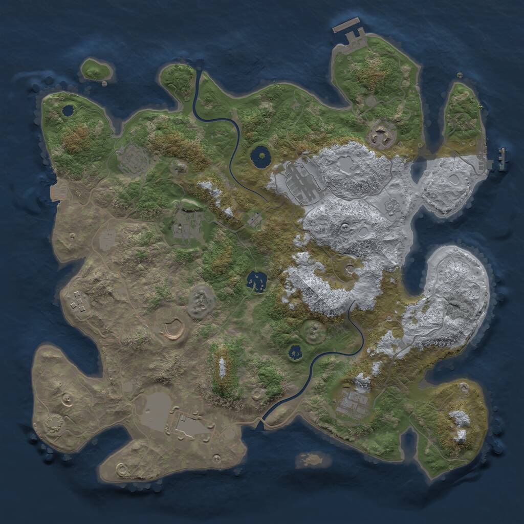Rust Map: Procedural Map, Size: 3750, Seed: 998762110, 15 Monuments
