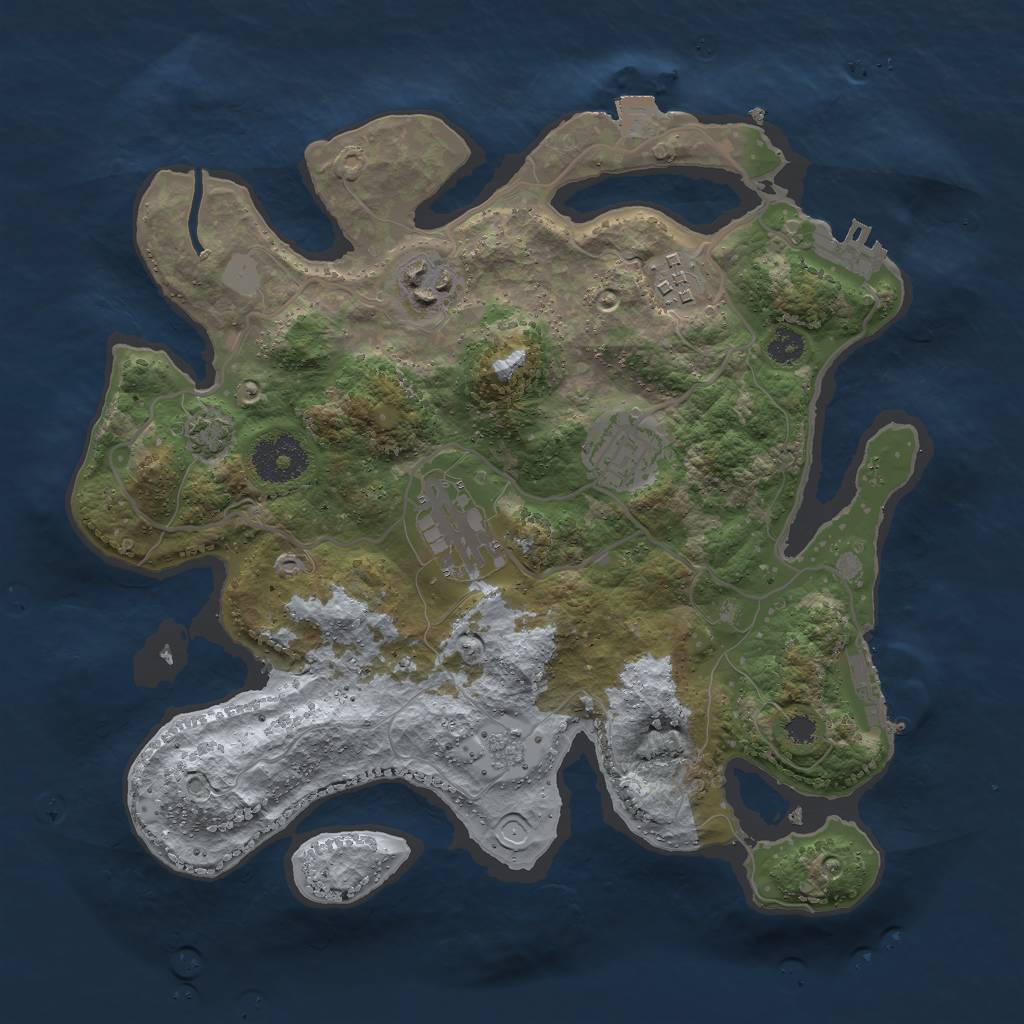 Rust Map: Procedural Map, Size: 3000, Seed: 2061090759, 11 Monuments