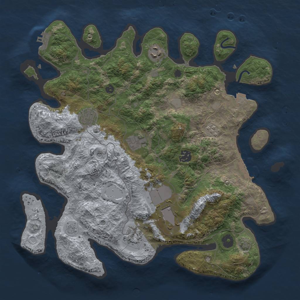 Rust Map: Procedural Map, Size: 3600, Seed: 974692546, 15 Monuments