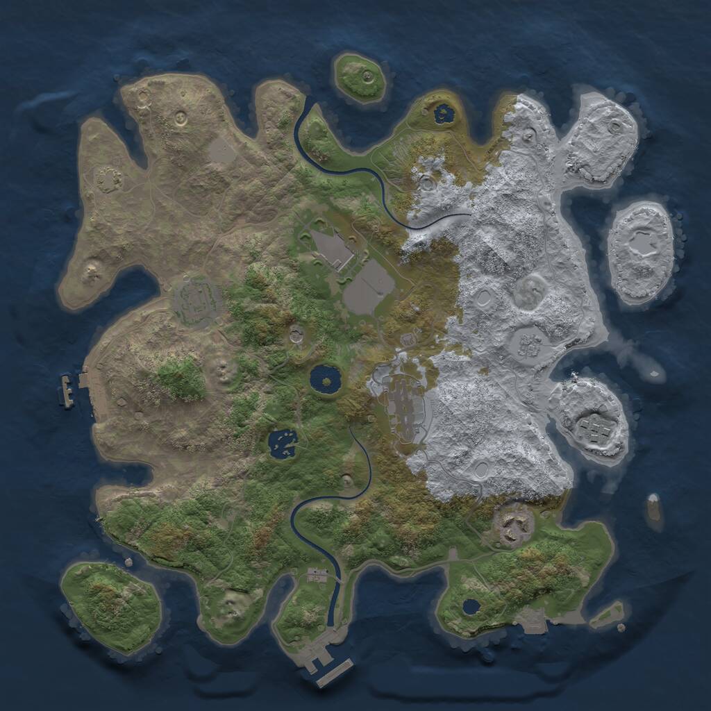 Rust Map: Procedural Map, Size: 3500, Seed: 734793034, 12 Monuments