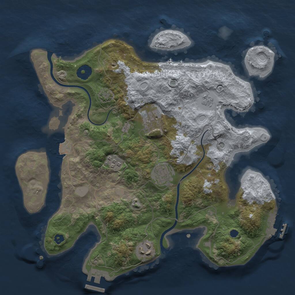 Rust Map: Procedural Map, Size: 3000, Seed: 523376092, 10 Monuments