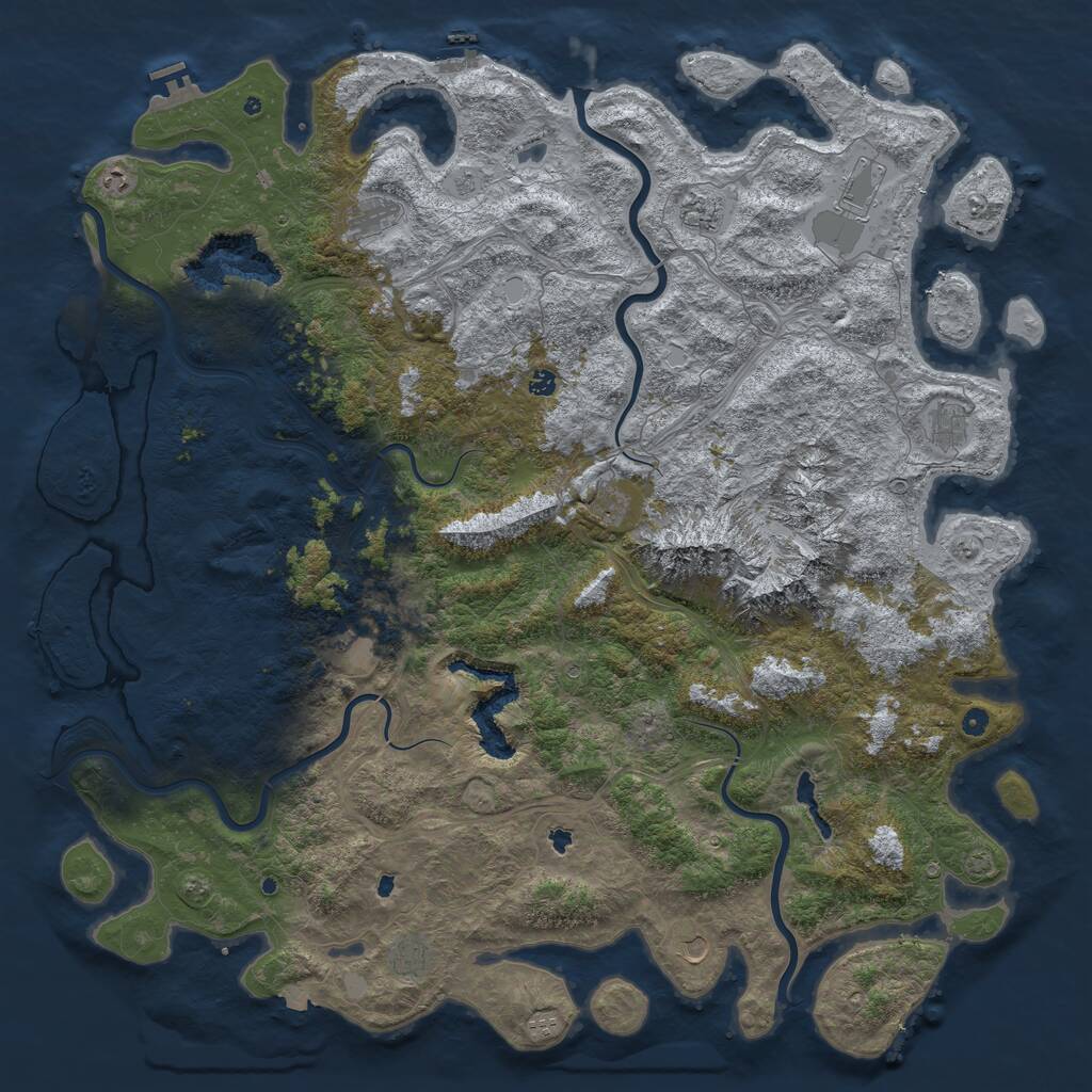 Rust Map: Procedural Map, Size: 6000, Seed: 5162024, 17 Monuments
