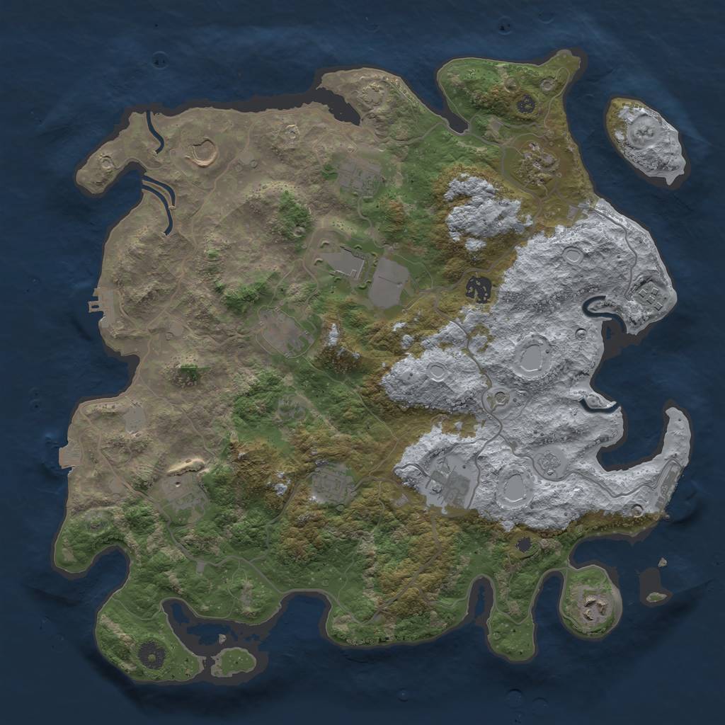 Rust Map: Procedural Map, Size: 4000, Seed: 553207347, 19 Monuments