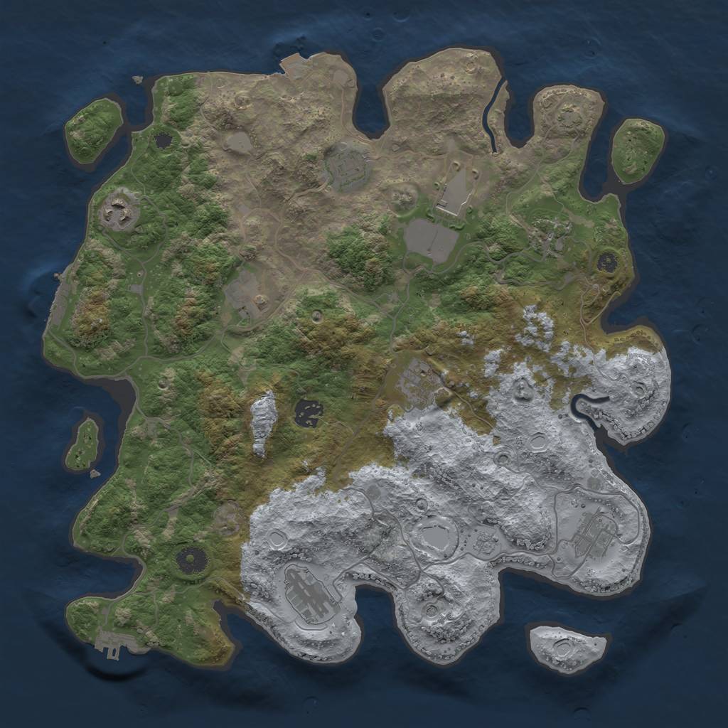 Rust Map: Procedural Map, Size: 3750, Seed: 528896322, 17 Monuments