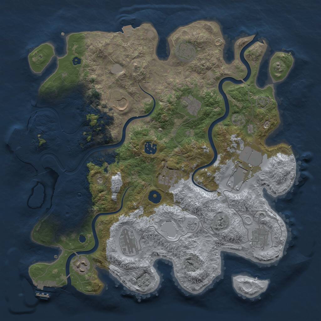 Rust Map: Procedural Map, Size: 3750, Seed: 528896322, 16 Monuments