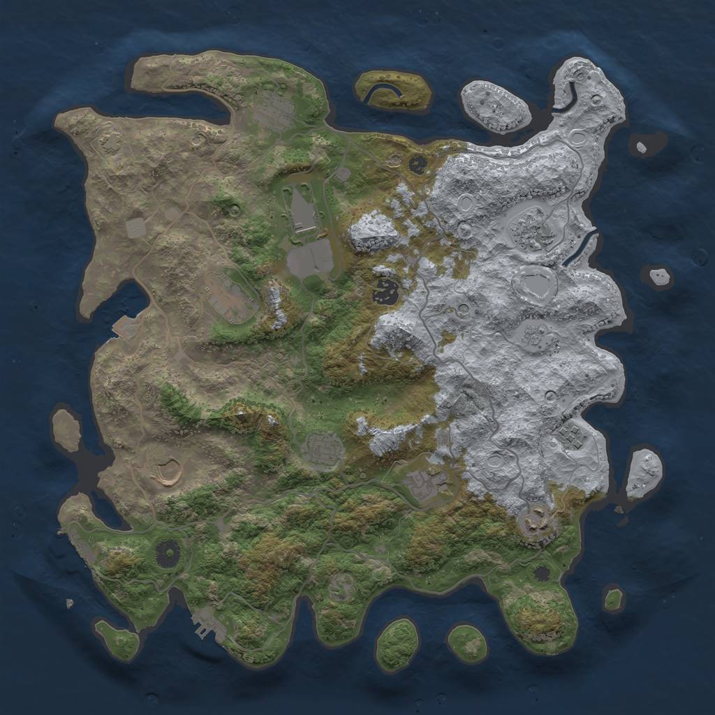 Rust Map: Procedural Map, Size: 4000, Seed: 849070089, 18 Monuments