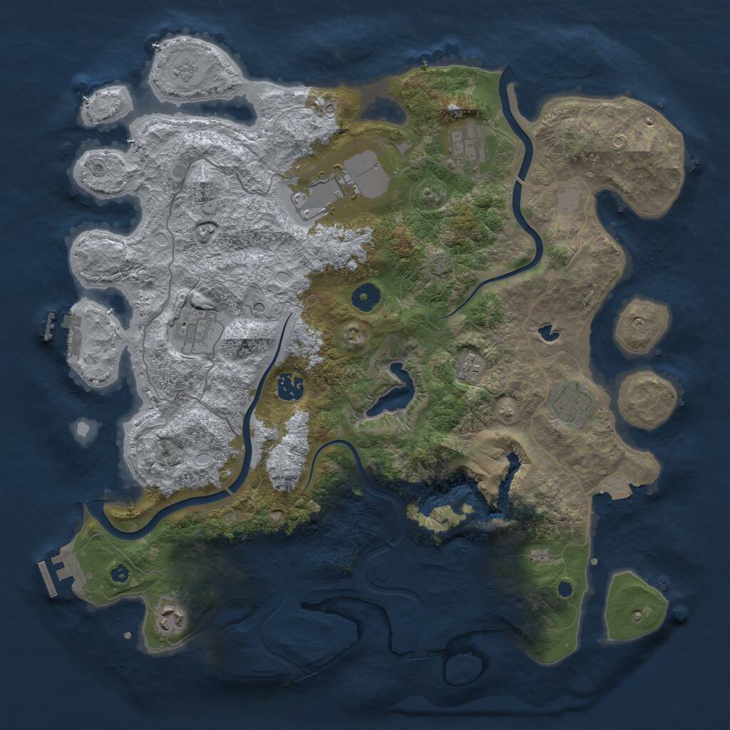 Rust Map: Procedural Map, Size: 4000, Seed: 345274489, 13 Monuments