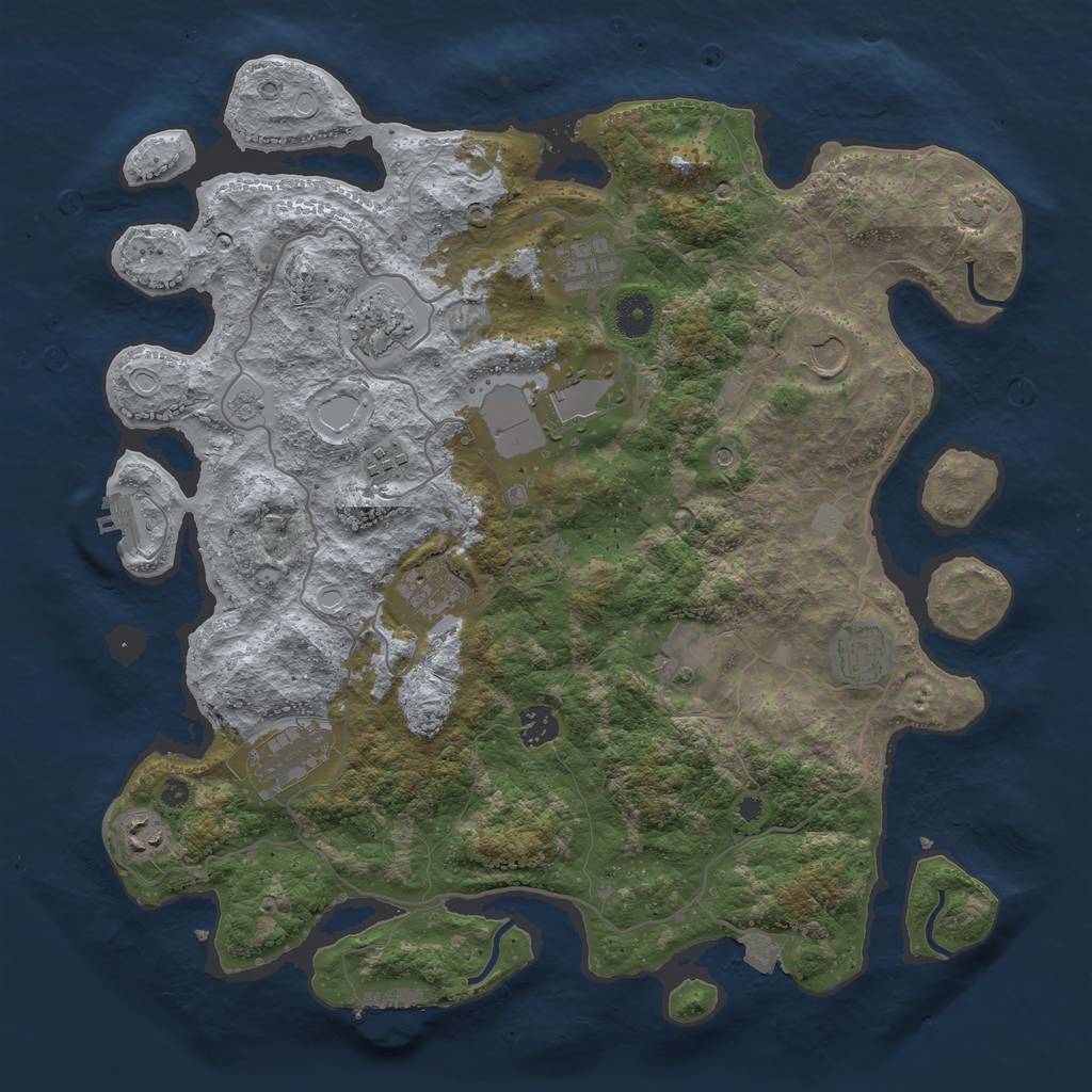 Rust Map: Procedural Map, Size: 4000, Seed: 345274489, 19 Monuments