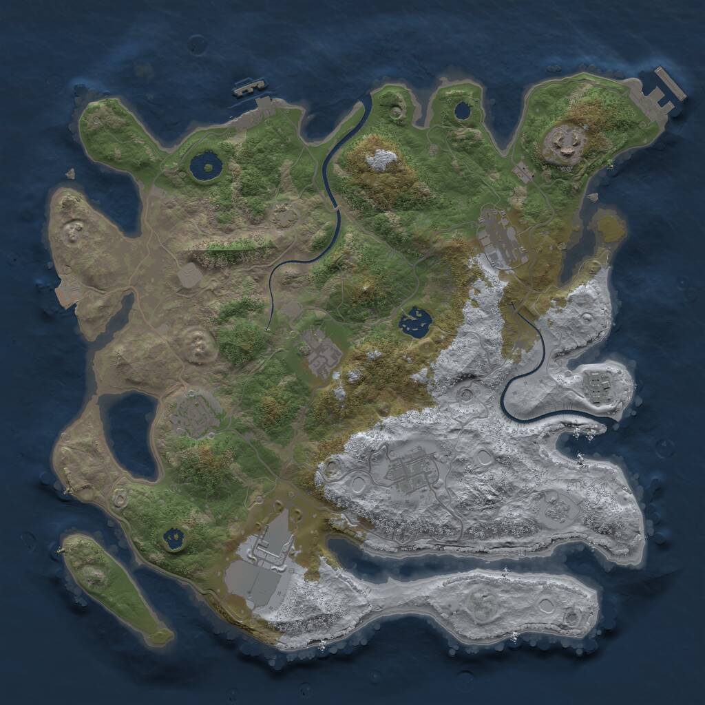 Rust Map: Procedural Map, Size: 3500, Seed: 54419043, 14 Monuments