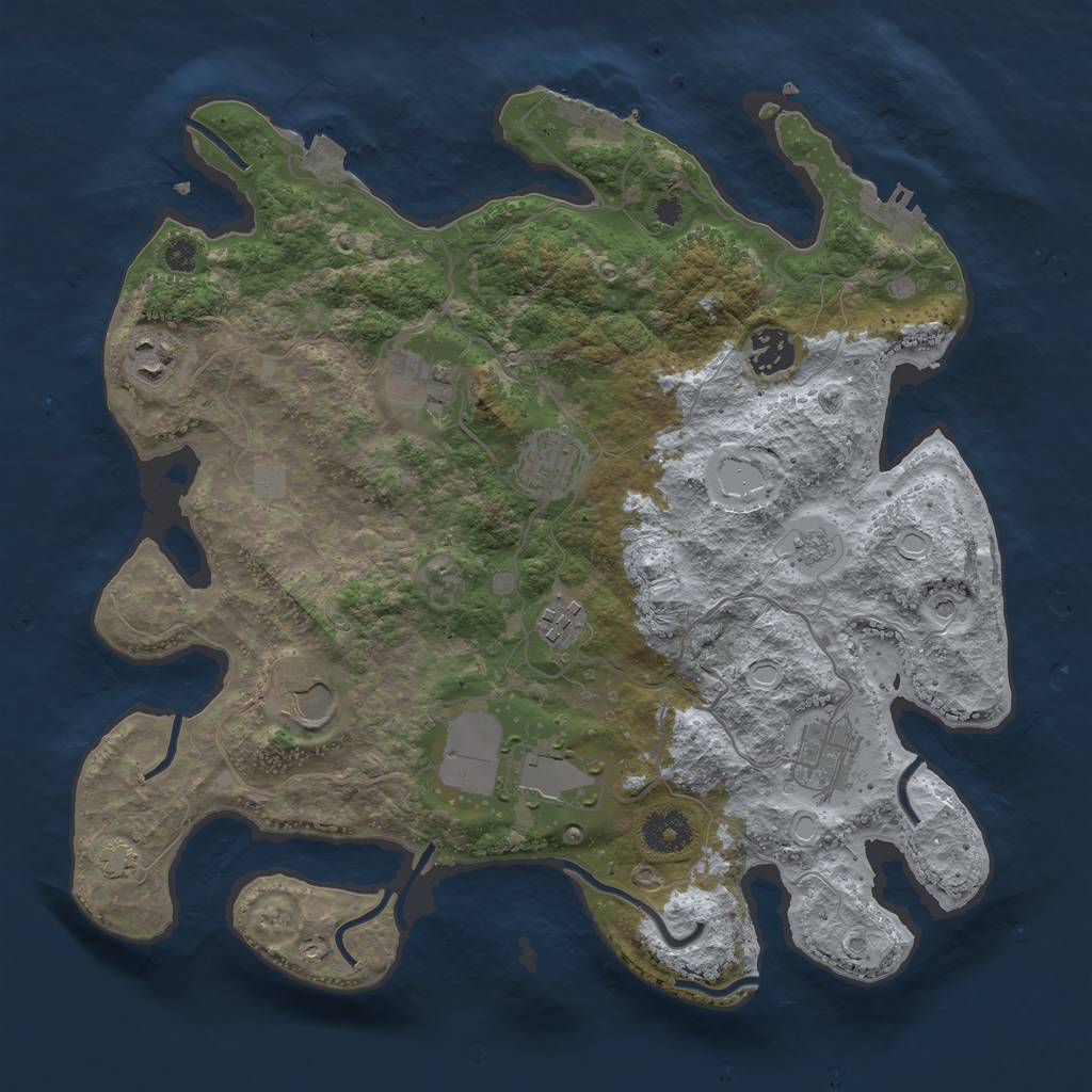 Rust Map: Procedural Map, Size: 3500, Seed: 1446259993, 16 Monuments