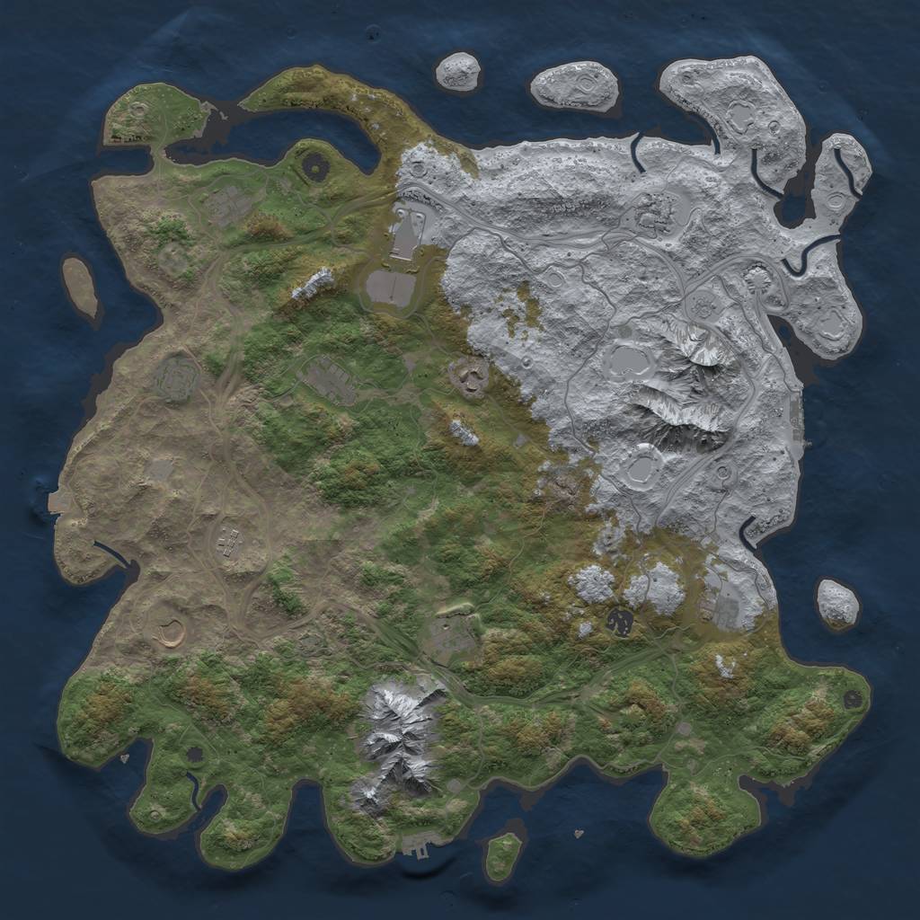 Rust Map: Procedural Map, Size: 5000, Seed: 689202280, 19 Monuments