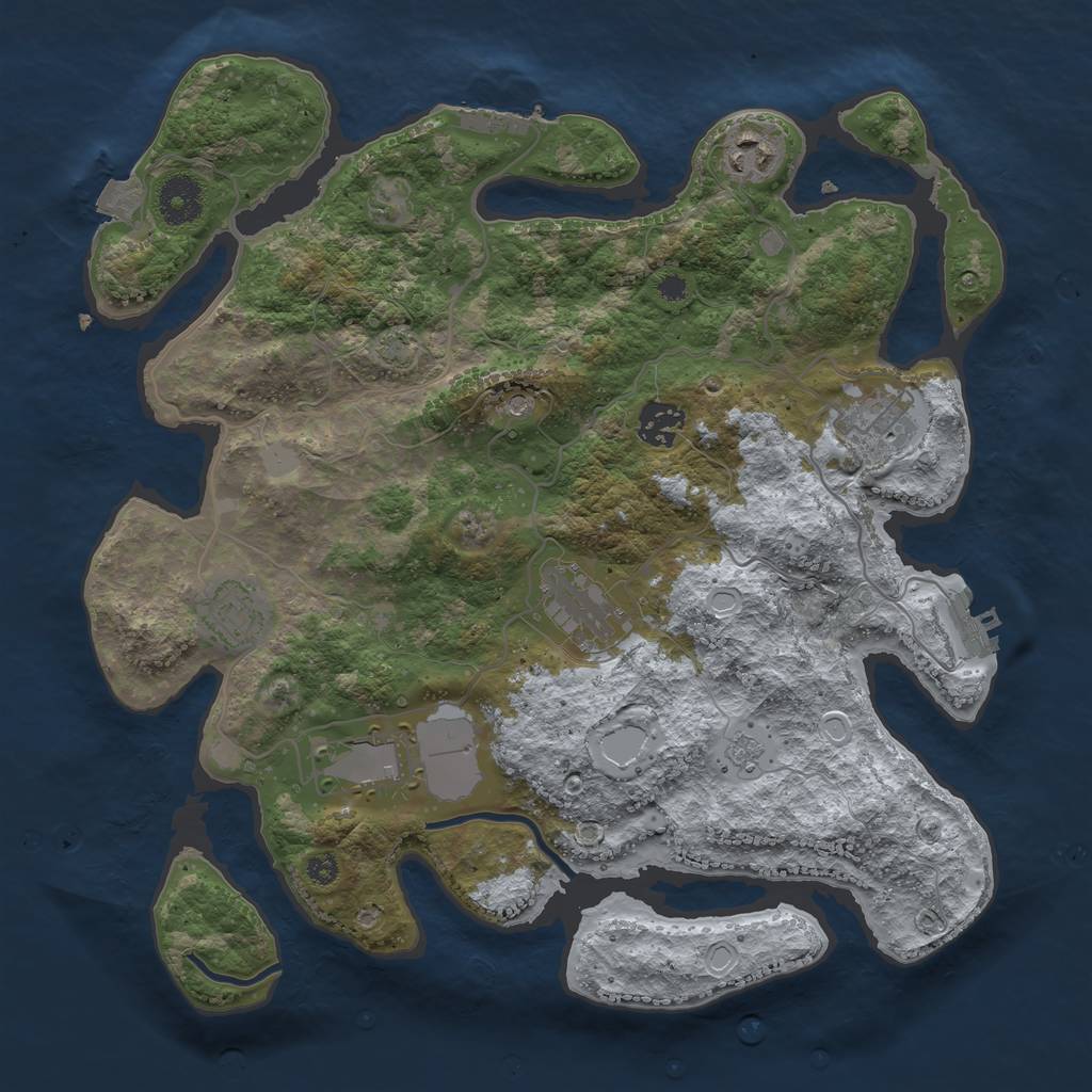 Rust Map: Procedural Map, Size: 3500, Seed: 1502549667, 14 Monuments