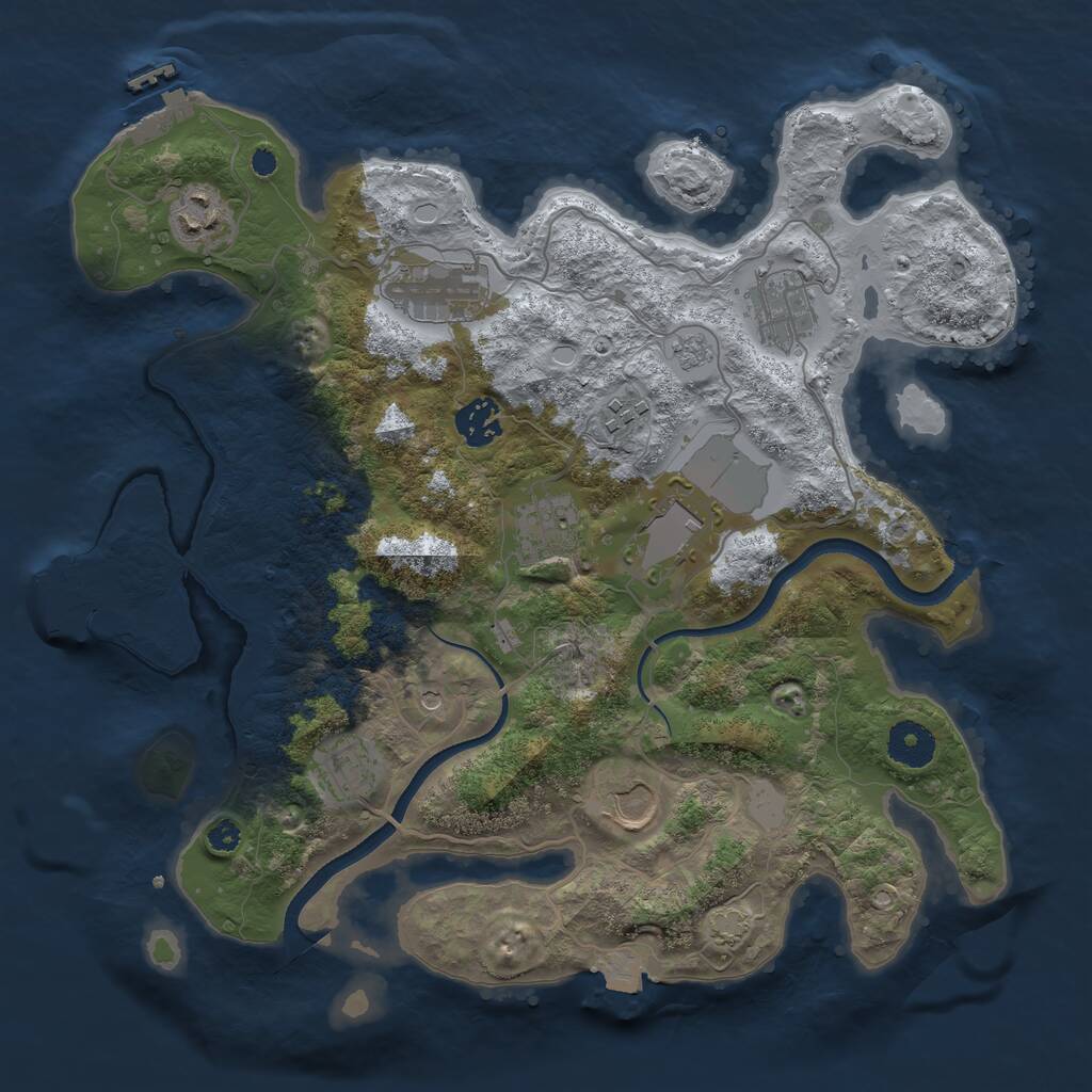 Rust Map: Procedural Map, Size: 3500, Seed: 1800384603, 15 Monuments