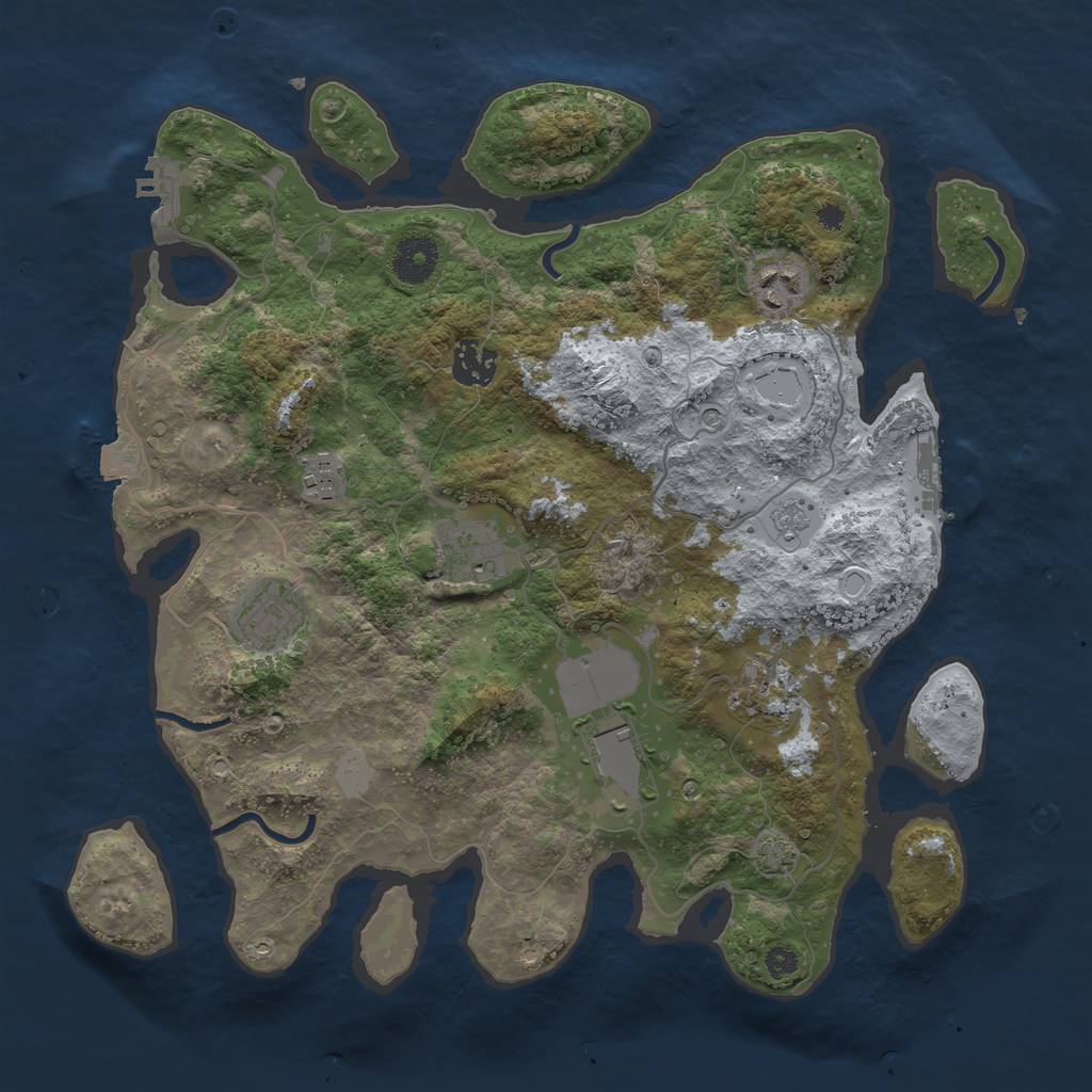 Rust Map: Procedural Map, Size: 3500, Seed: 1311381244, 15 Monuments