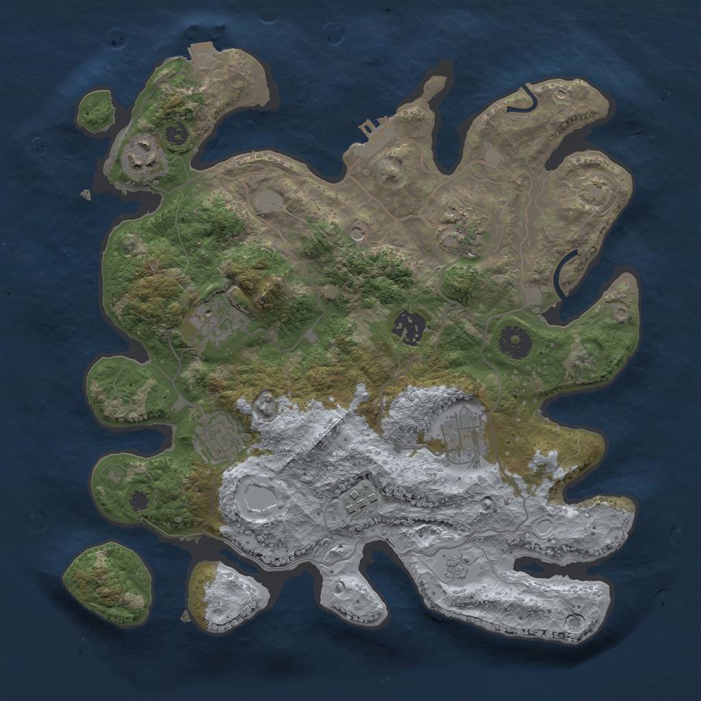 Rust Map: Procedural Map, Size: 3200, Seed: 1987653724, 14 Monuments