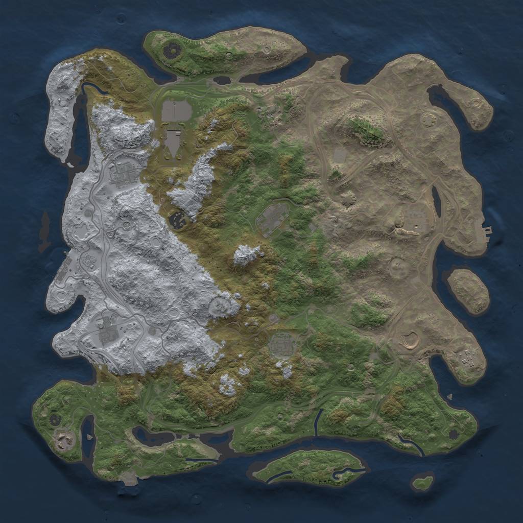 Rust Map: Procedural Map, Size: 4550, Seed: 64980001, 19 Monuments