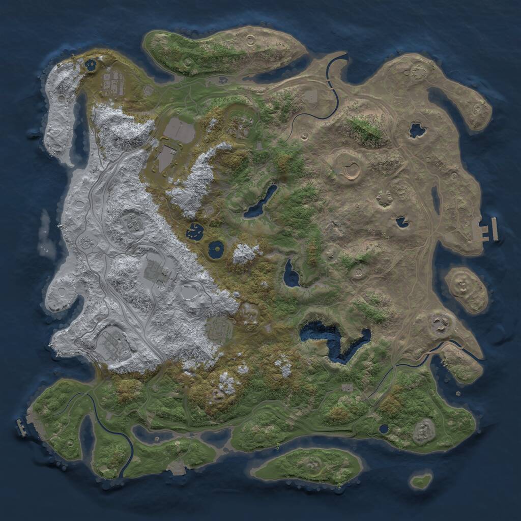 Rust Map: Procedural Map, Size: 4550, Seed: 64980001, 16 Monuments