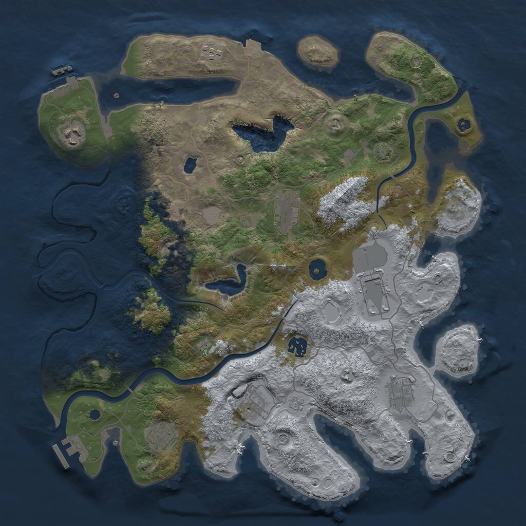 Rust Map: Procedural Map, Size: 4000, Seed: 2065763826, 14 Monuments