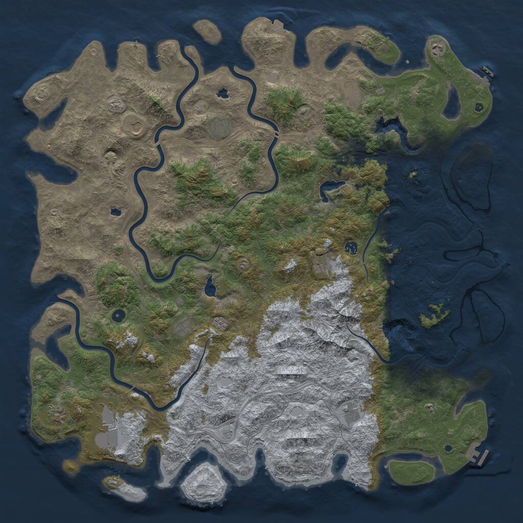 Rust Map: Procedural Map, Size: 6000, Seed: 717255427, 17 Monuments