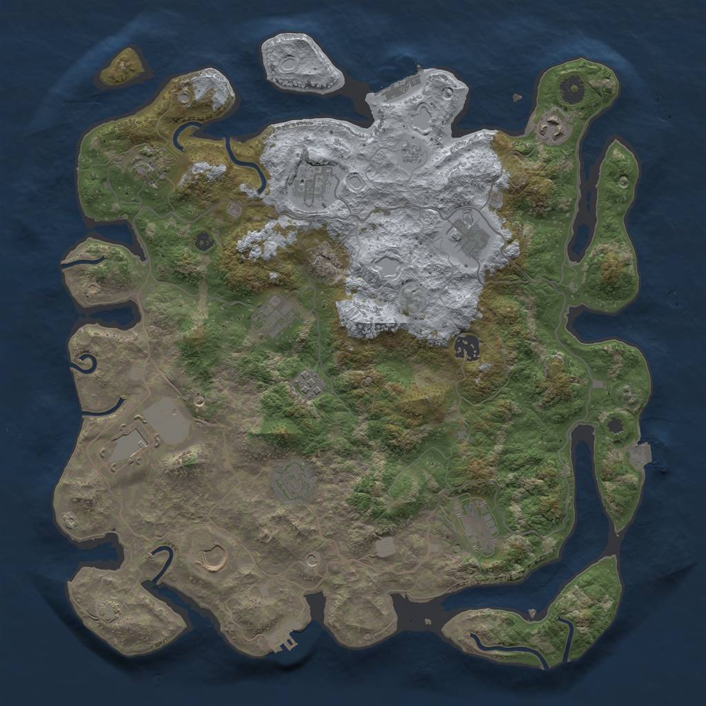 Rust Map: Procedural Map, Size: 4000, Seed: 1258771007, 19 Monuments