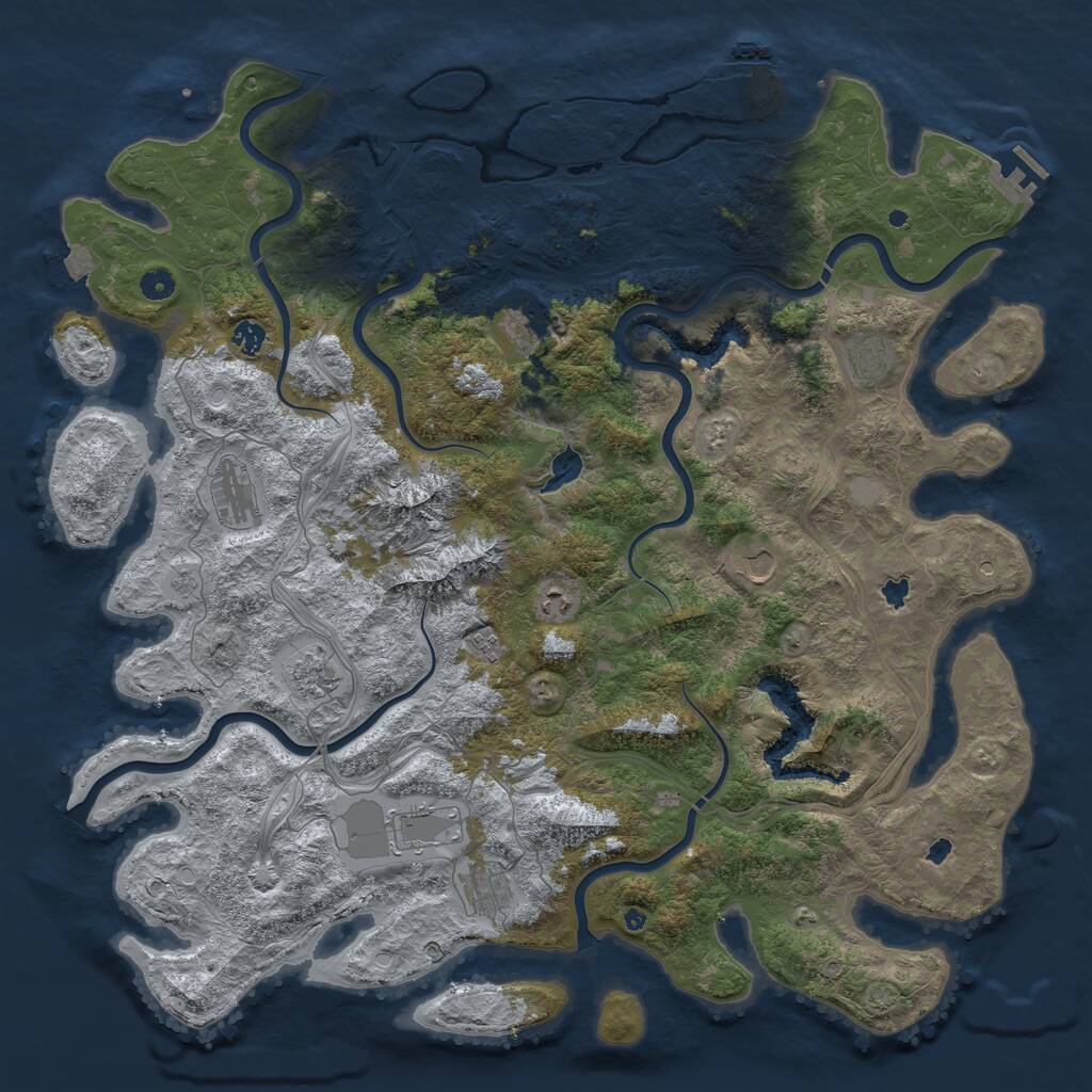 Rust Map: Procedural Map, Size: 5000, Seed: 78654325, 16 Monuments
