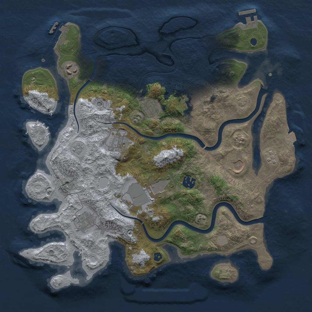 Rust Map: Procedural Map, Size: 3600, Seed: 1236955218, 15 Monuments