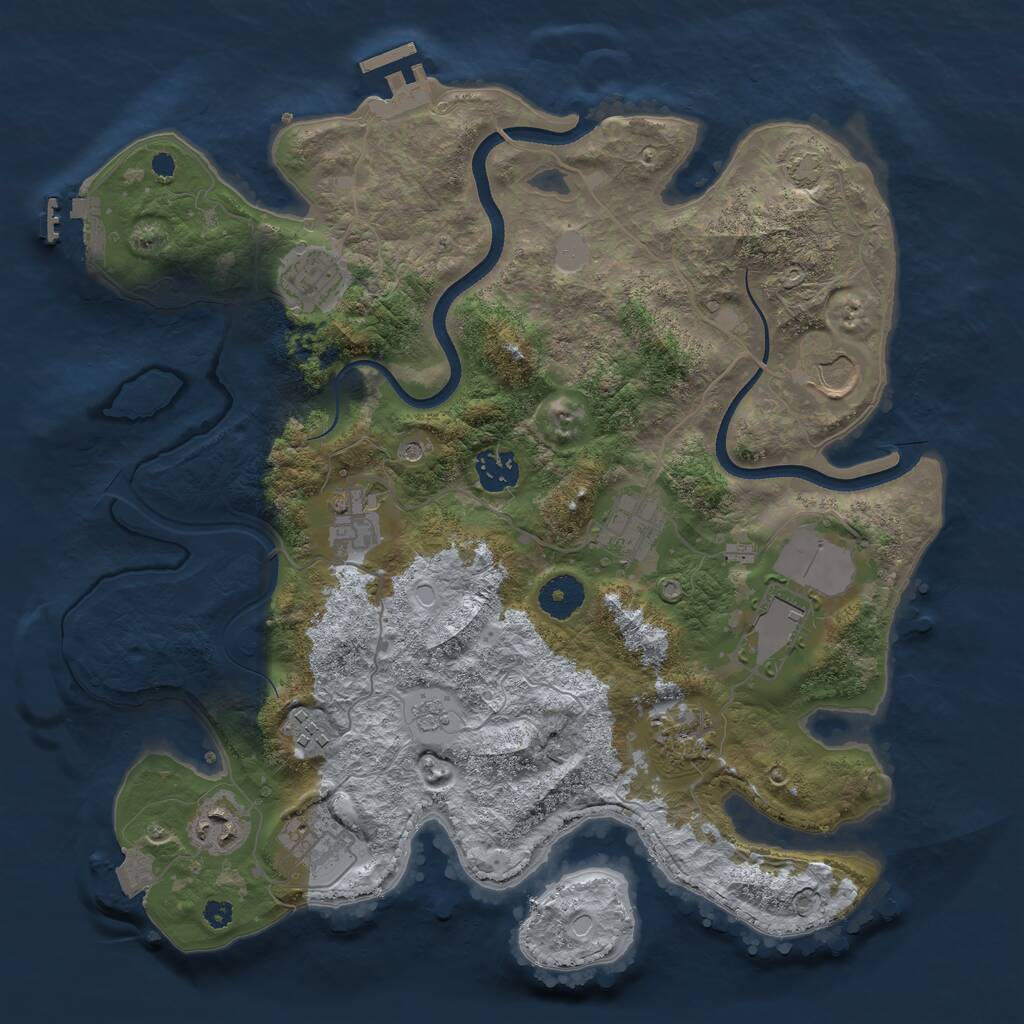 Rust Map: Procedural Map, Size: 3550, Seed: 13499873, 16 Monuments