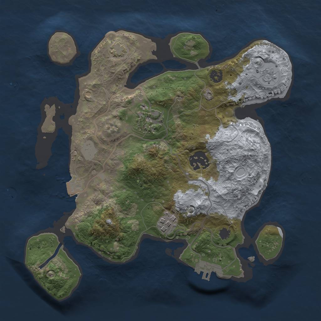 Rust Map: Procedural Map, Size: 2500, Seed: 16516516, 9 Monuments