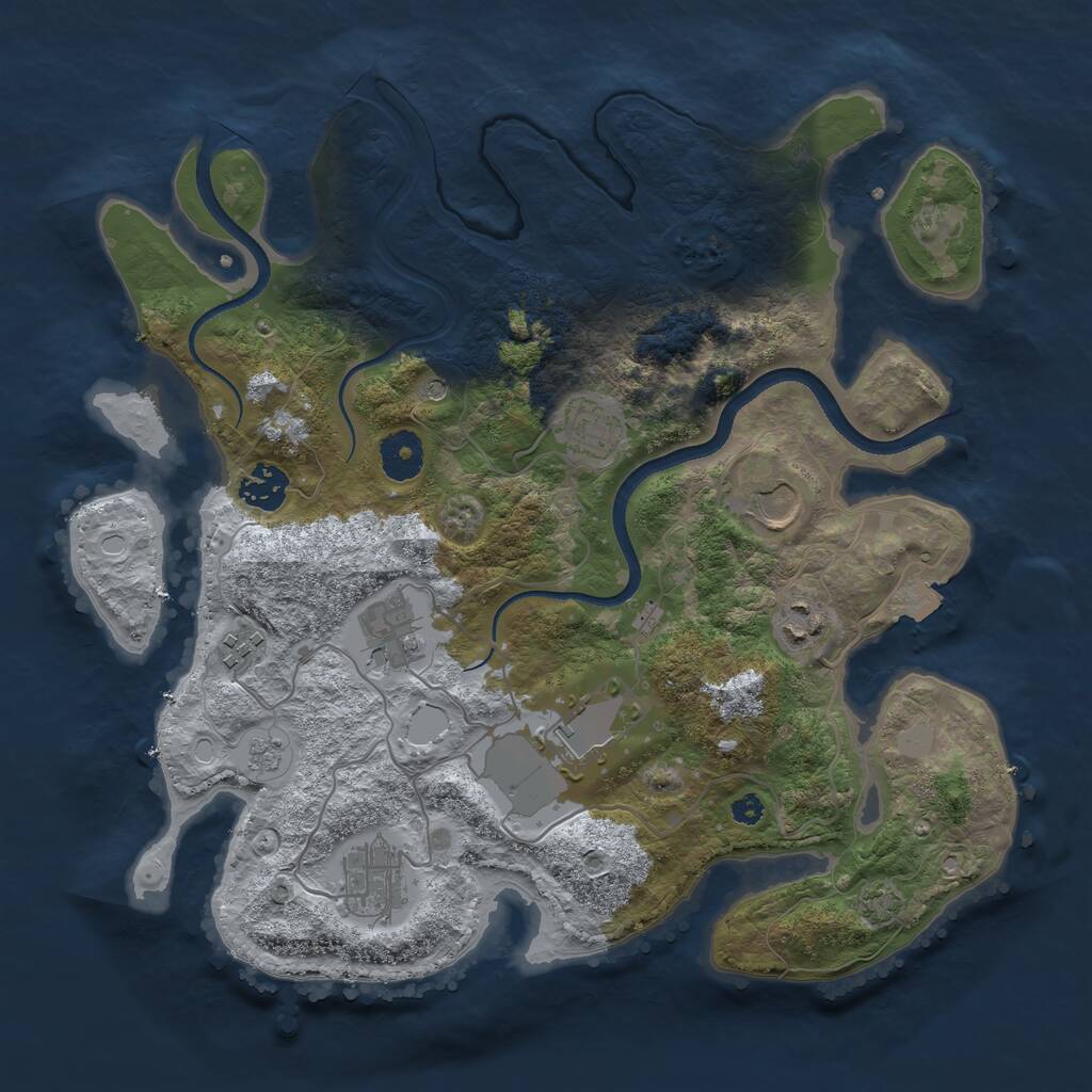 Rust Map: Procedural Map, Size: 3500, Seed: 1439315907, 12 Monuments