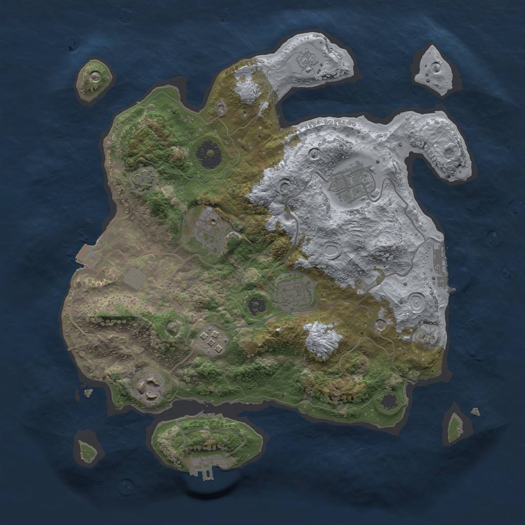 Rust Map: Procedural Map, Size: 3000, Seed: 2543789, 13 Monuments